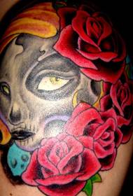 Rose color Zombie tattoo