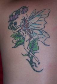 Purple Bell Flower and Elf Tattoo Pattern