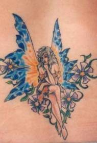 အံ့သြဖွယ်နတ်သမီးပုံပြင်အရောင်ပန်းပွင့် Tattoo ပုံစံ