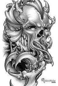 Modello di tatuaggio 3D europeo: modello di tatuaggio meccanico del cranio del diavolo