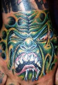 neglīts, zaļš bio tetovējuma raksts rokas aizmugurē