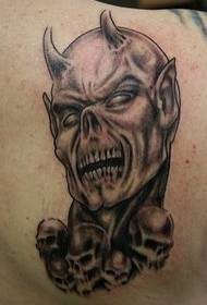 Horned Devil Tattoo Pattern on Head