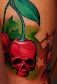 skull tattoo pattern :Colored fruit skull tattoo pattern