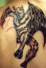 Siipi-paholainen musta tatuointikuvio
