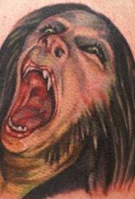 Illustrator Style Colored Woam Werewolf Portrait Tattoo