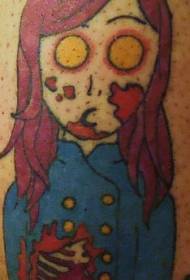 arm farve tegneserie kvindelig zombie tatovering mønster