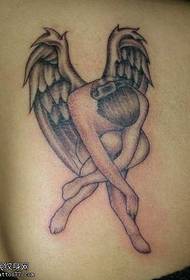Patrón de tatuaje de ángel en el hombro derecho trasero