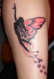 brīnišķīgs melnā un sarkanā elfa tetovējuma modelis
