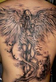 sexy European-style back angel tattoo