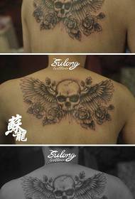 boys back cool classic skull wings tattoo pattern