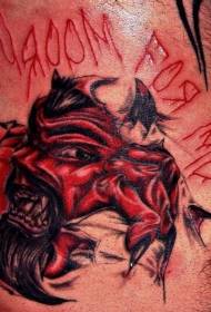 Ματωμένο κόκκινο διάβολο δέρμα δαχτυλίδι τατουάζ μοτίβο