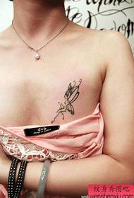 girl chest pop small elf tattoo pattern