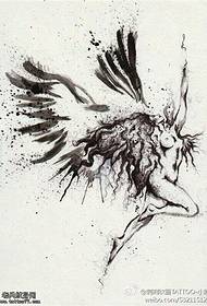 šļakatu tintes stila eņģeļa tetovējums manuskripta attēls
