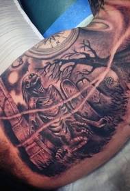 arm mysterious graveyard zombie tattoo pattern