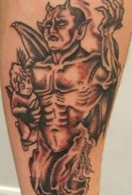 Engelchen Tattoo Muster in den Händen des Teufels