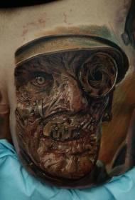 leg color horror style zombie Soldier tattoo