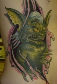 Zelený ďábel kůže slza tetování vzor
