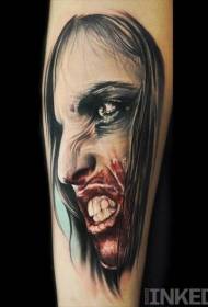 painted female vampire horror tattoo pattern