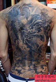 super handsome full back black gray unicorn tattoo pattern