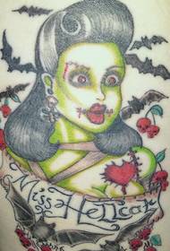 Color Zombie Girl Tattoo Pattern