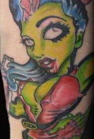 Väri-zombie-tatuointi