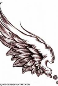 crna skica pero u stilu velika anđeoska krila tetovaža rukopis