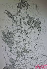 brave troops and Guanyin Buddha main tattoo manuscript picture