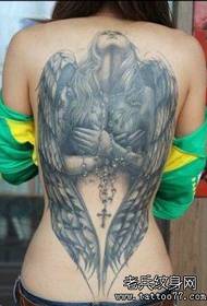 djevojka Natrag klasična leđa puni anđeo krila tetovaža uzorak