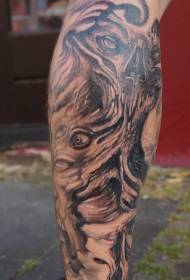 calf large area monster tattoo pattern