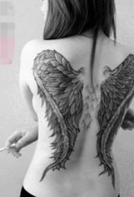 múltiples, negro, bosquejo, creativo, alas de ángel, tatuaje, patrón
