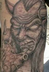 Black Devil Eats Heart Tattoo Pattern