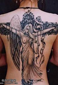 Візерунок татуювання ангела на хресті