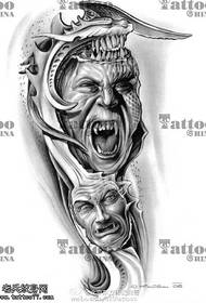 Fallen Angel Demon Manuscript Tattoo Pattern