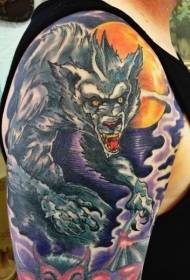 Rameno Barva Ilustrace Styl Wolf Tattoo Pattern