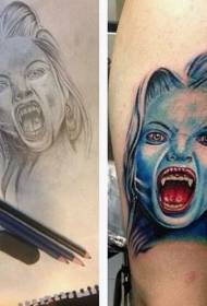 earm enge Kleur realistysk vampire tatoetepatroon