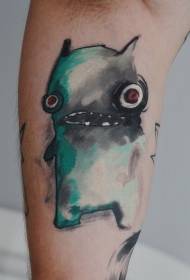 zöld nagy szemek kis szörny tetoválás minta