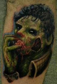 Leg color realistic zombie tattoo pattern