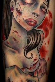 Painted Beauty Zombie Needle Bloody Tattoo Pattern