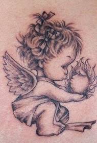Super mielas mažojo Angelo kupidono tatuiruotė