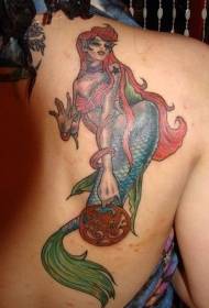 shoulder color red hair mermaid ຮູບພາບ tattoo