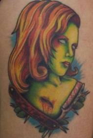 Pattern di tatuaggi di ritrattu di culore bracciale Zombie