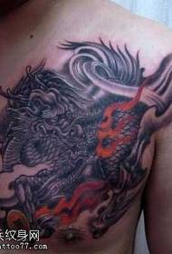 chest black unicorn tattoo pattern