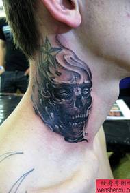 neck ghost head tattoo pattern