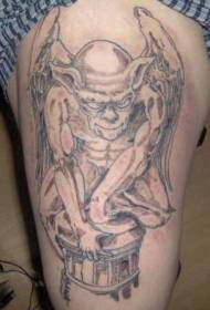 modèle de tatouage gris jambe gargouille démon