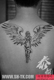 takaisin suosittu klassinen mustavalkoinen enkeli-tatuointikuvio
