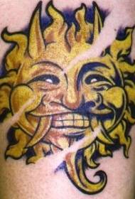 Sarı güneş şeytan dövme deseni