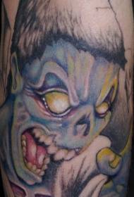 Angry Blue Zombie Tattoo Patroon