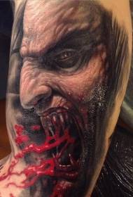 tatuaje de vampiro repugnante de horror de color de pierna