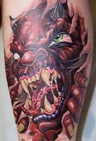 Evil Red Devil Skin Tear Tattoo Patroon