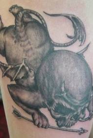 Creepy Black Devil Angel Tattoo Pattern